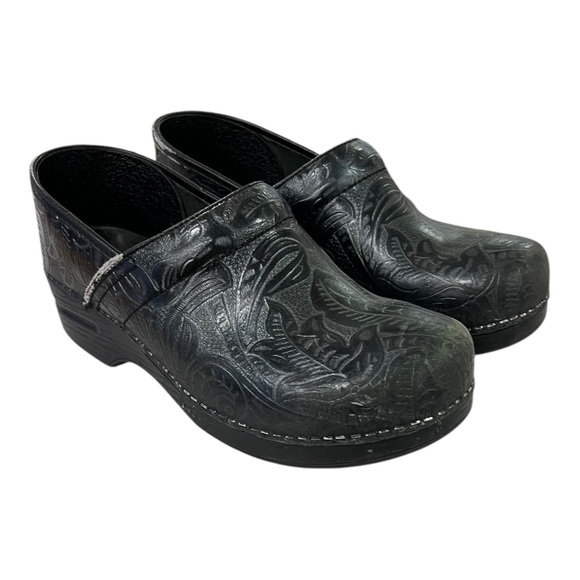 DANSKO CLOGS Professional Black Leather Pattern - Women Sz 9.5-10 (40) -GUC - Picture 1 of 11